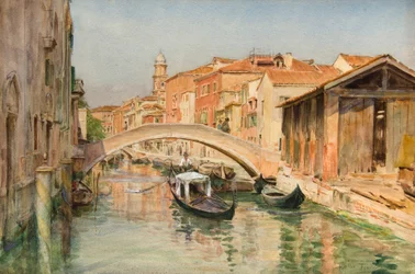 Det gamle båtverftet på Rio del Ognissanti, Venezia (akvarell)