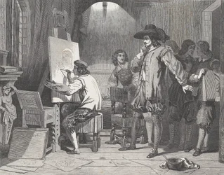 Sebastian Gomez oppdaget av sin mester, Murillo, At Work, fra Illustrated L..., 29. april 1848.