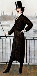 James Abbott McNeill Whistler på enkens tur i huset hans i Lindsey Row, Chelsea, 1871