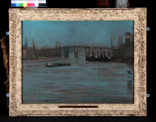 Nocturne, Battersea Old Bridge, London (olje på lerret)
