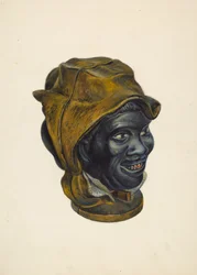 Lekesparebøsse: hodet til en svart gutt, ca. 1939.