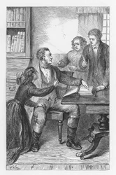 Scene fra The Mill on the Floss av George Eliot, c1880