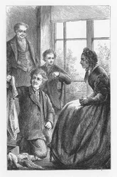 Scene fra The Mill on the Floss av George Eliot, c1880
