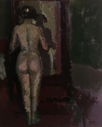 Nude at Mirror, Sally, ca. 1907-09 (olje på lerret)