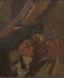 Rødmønstret bluse, ca. 1907 (olje på lerret)