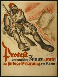 Tyske kvinner protesterer mot den fargede okkupasjonen av Rhinen, 1920.