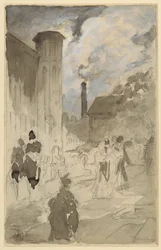 Town Square (Studium for en illustrasjon)