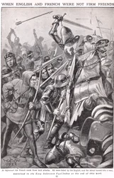 Da franskmennene og engelskmennene kjempet ved Agincourt, illustrasjon 