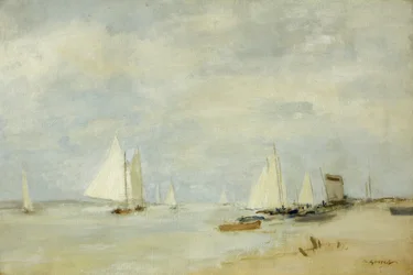 Yachts in the Cutting (olje på lerret)