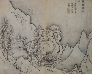 Snowy Peaks Touching the Heavens, på samme måte som Snow-covered Inn av Jing..., første utgave, 1679.