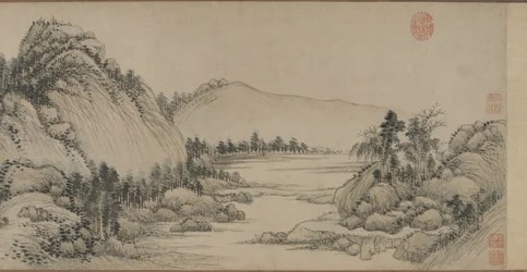 Bo i Fuchun-fjellene etter Huang Gongwang, Qing-dynastiet, 1672 (blekk og farge på papir)