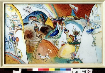 ""Ladies in Crinoline"" Akvarell av Vassily Kandinsky (eller Wassily Kandinsky eller Kandinskyj