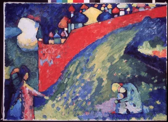 ""Le sortere. Un mur rouge"" (Fate. A red wall) Peinture de Vassily Kandinsky (ou Wassily Kandinski eller Kandinskij