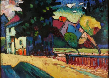 ""Landskap ved det grønne huset"" Maleri av Vassily Kandinsky (eller Wassily Kandinski eller Kandinskij