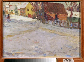 Bylandskap (Bylandskap). Maleri av Vassily Kandinsky (eller Wassily Kandinsky eller Kandinskyj