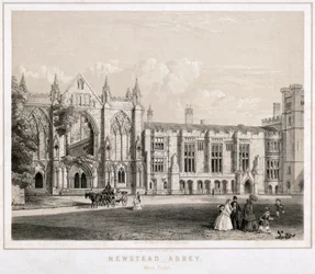 Vestsiden av Newstead Abbey, Nottinghamshire, c1860