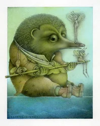 Balanserende pinnsvin og venner, 2003 (blandet teknikk på kunstplate)