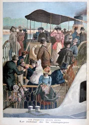 Parisere som returnerte fra landsbygda med båt, 1894