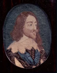 Portrett av Charles I (1600-49) ca. 1641 (broderi)