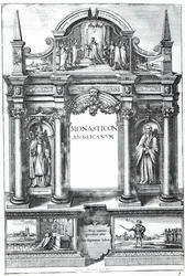 Frontispice til 'Monasticon Anglicanum' av William Dugdale, ca. 1718-23