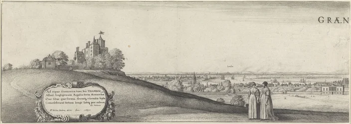 Utsikt over Greenwich (venstre tallerken) Greenwich (tittel på objekt)