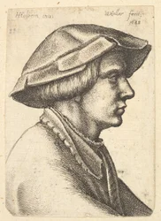 Hodet til ung mann med hatt i profilen til høyre, 1648.