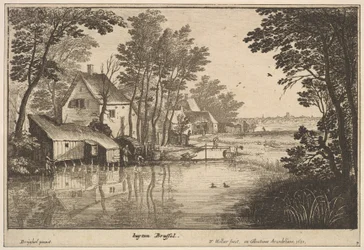 Landskap med en fisker, 1650.