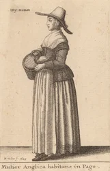 En engelsk kvinne som bor i en landsby, 1643.