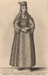 En sjenerøs gresk kvinne i byen Pera, 1644.