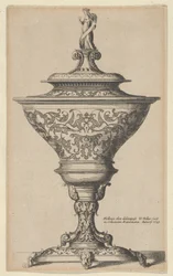 Utsmykket beger på føttene til masker, 1645., 1645.