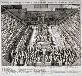 Rettsaken mot Thomas Wentworth, jarl av Strafford, Westminster Hall, London, 1641.