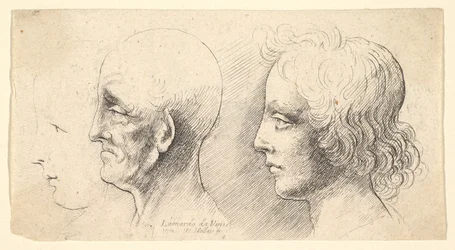 Tre profilhoder, kun ett i omriss, 1625-77.