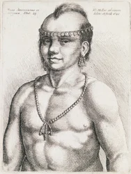 Tjuetre år gammel indianer fra Virginia, gravering av Wenceslaus Hollar (1607-1677)