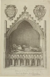 Utsikt over graven til Avaline, grevinne av Lancaster (kone til Edmund, jarl av Lancaster) i Westminster Abbey, 1666