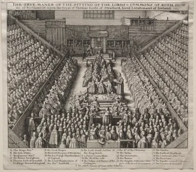 Westminster Hall, Interior, med The Trial of the Earl of Strafford