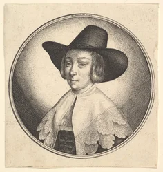 Kvinne med bredbremmet hatt, 1642.