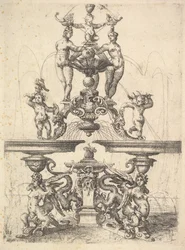 Design for en fontene, plate 119 fra Dietterlin