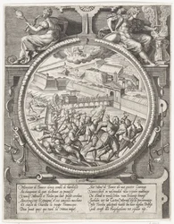 Bourses tropper utviser de tyske soldatene fra Treslong og Merville fra citadellet, 1577 Medaljonger med erobringen av citadellet i Antwerpen i 1577 (serietittel)