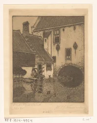 Bakre fasade på rådhuset i Oud-Beijerland Kanal i Gamle Bayern (original tittel)