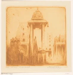 Gårdsplassen til et tempel i Britisk India In the Temple (original tittel)