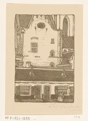 Hus mot Sint-Bavokerk på Oude Groenmarkt i Haarlem St. Bavo, Haarlem (originaltittel)
