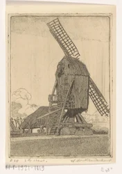 Kornmølle med to blader på Bennekom Den gamle møllen (original tittel)