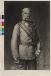 Franz Joseph I i gallauniform som feltmarskalk, gallahatten i den rakede