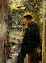 Veterinær Reindl i lysthuset, ca. 1890 (olje på mahognitre)