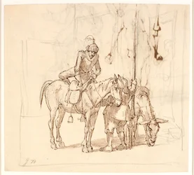 Don Quijote går opp på hesten sin