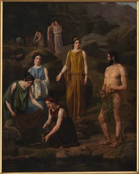 Nausicaa tar med seg klærne til den forliste Odysseus