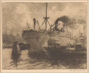 Fortøyde skip i Rotterdam havn