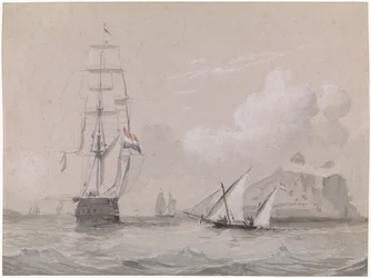Hollandsk seilskip utenfor kysten av Gibraltar