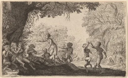Bacchanal med et dansende par til høyre.