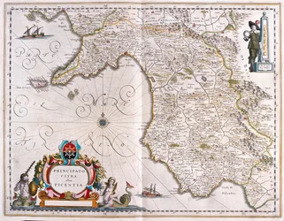 Campania, Italia, i #39;Theatrum Orbis Terrarum, sive Atlas Novus#39; av Willem Blaeu, Amsterdam